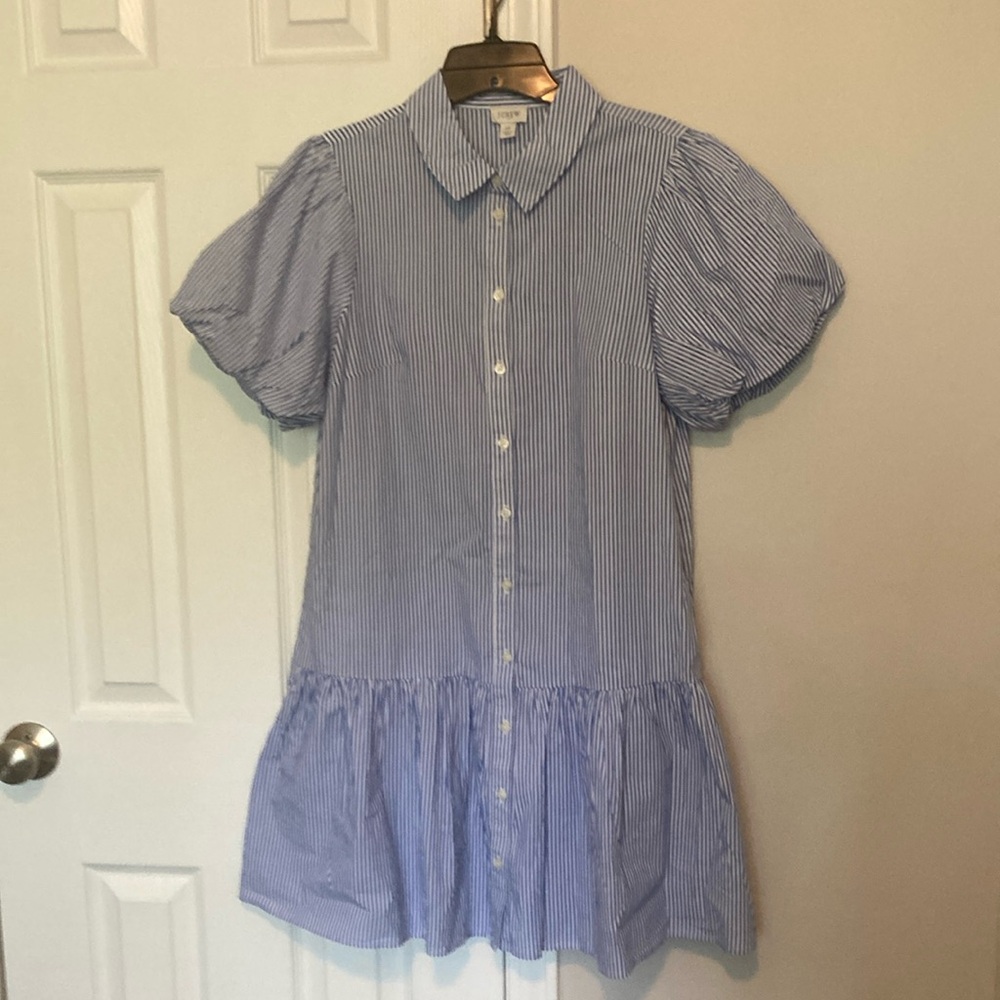 JCrew Factory striped bubble sleeve shirtdress